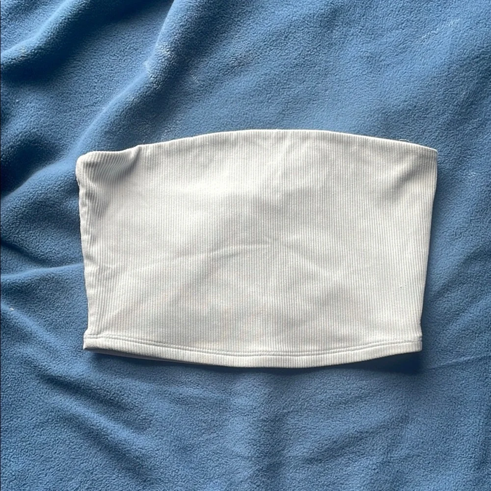 White Ribbed Tube Top - Picture 1 of 2